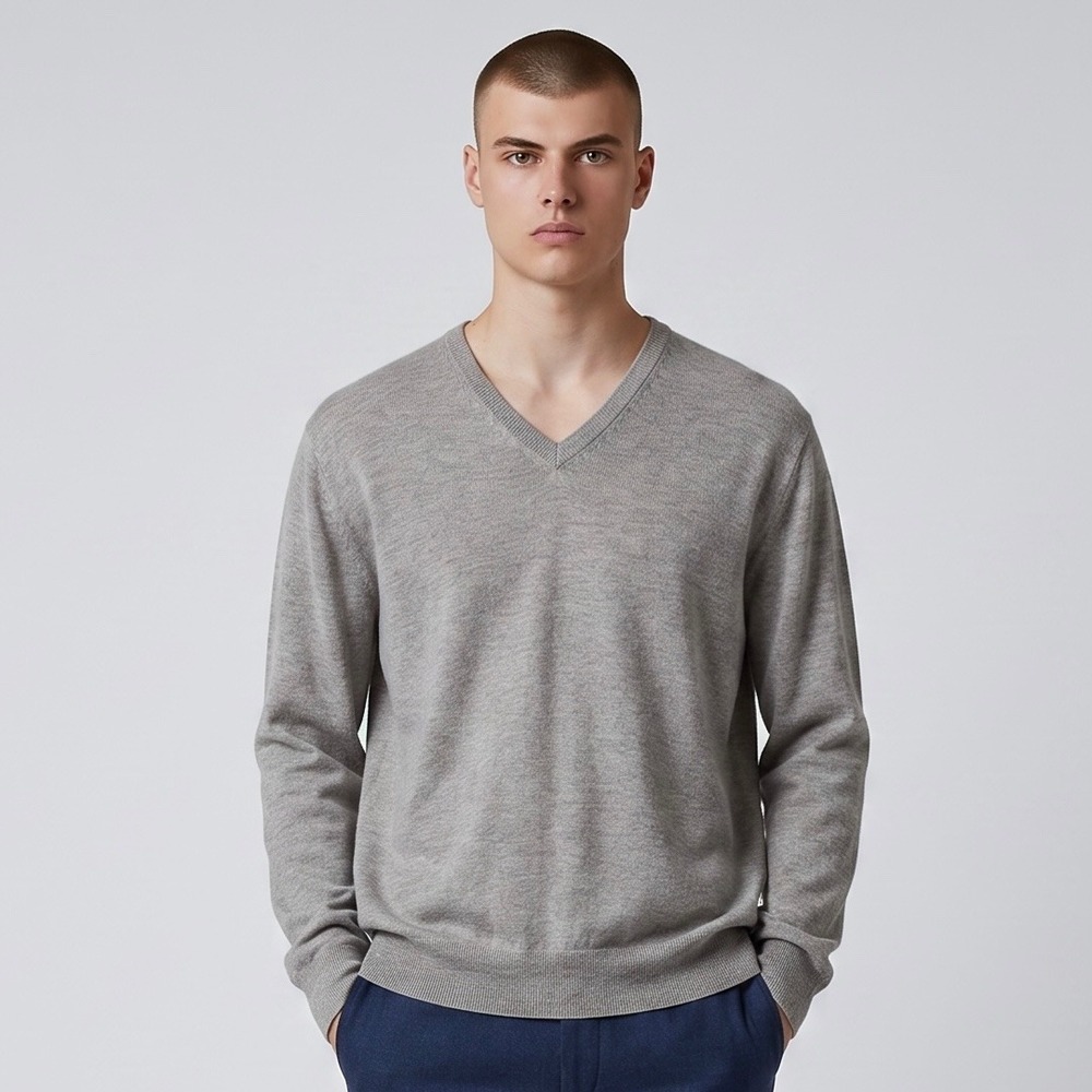 Peter Millar V-Neck Sweater Mens XL Grey 4 Ply 100% Pure‎ Cashmere Knit Pullover
